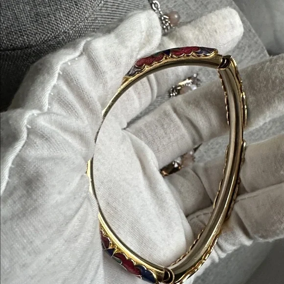 Vintage cloisonne Colorful butterfly enamel bangle bracelet. - Picture 7 of 7